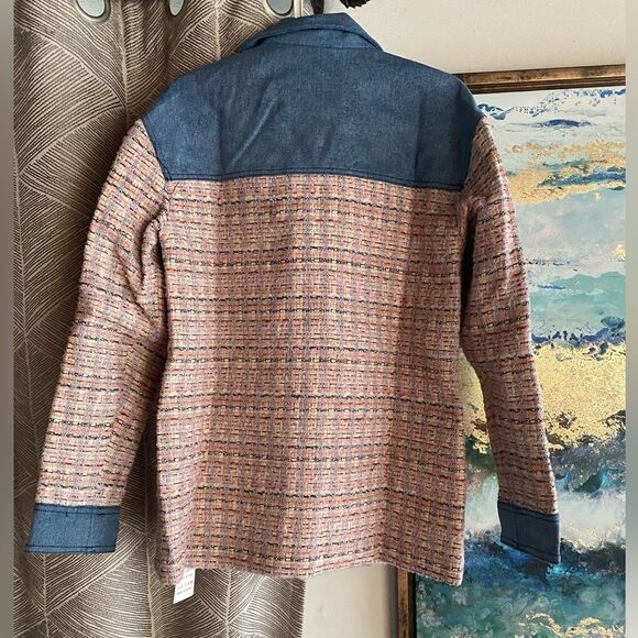Peekskill Women's denim and tweed-type jacket with gold buttons - Picture 6 of 16